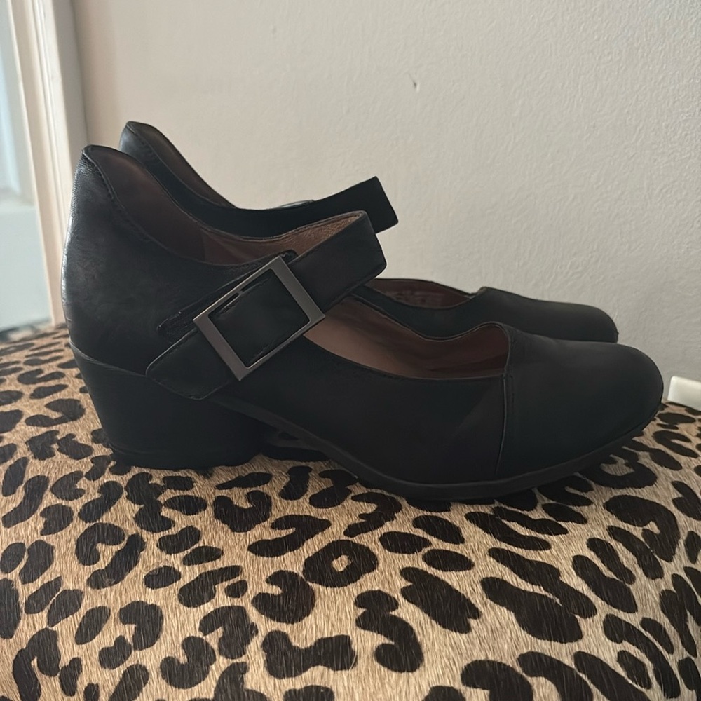 Dansko Roxanne Black Leather Mary Janes Block Heel Comfort Shoes Size 9